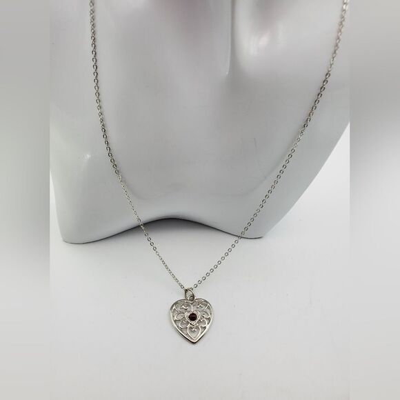 Silver tone heart Tigers‎ eye necklace N0907 - Picture 1 of 4